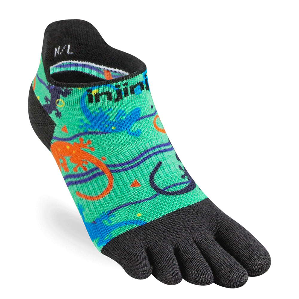 Injinji Damen Run Lightweight No-Show Socken – Five-Toes Design, Schwarz, Größe M-L